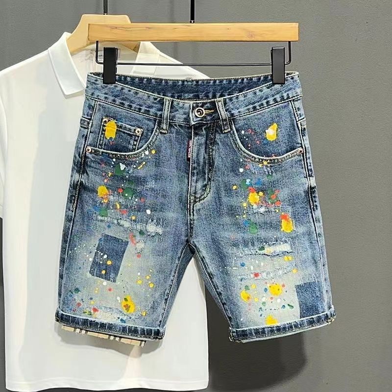 Xl Men'S Fashion - الرجال جينس قصير السراويل الكتابة على