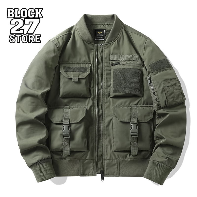 Mens Fashion Bomber Jacket - سترة رجالي عتيقة ملابس الشارع الأمريكية