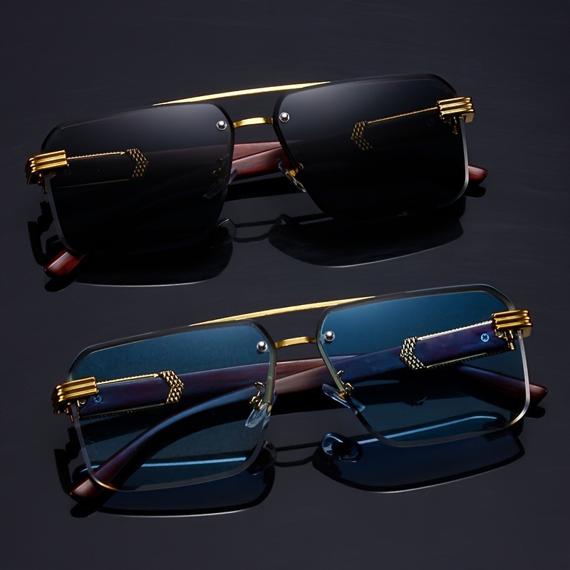 Men'S Fashion Rimless Glasses - نظارات شمسية مستطيلة عصرية بتصميم شعاع