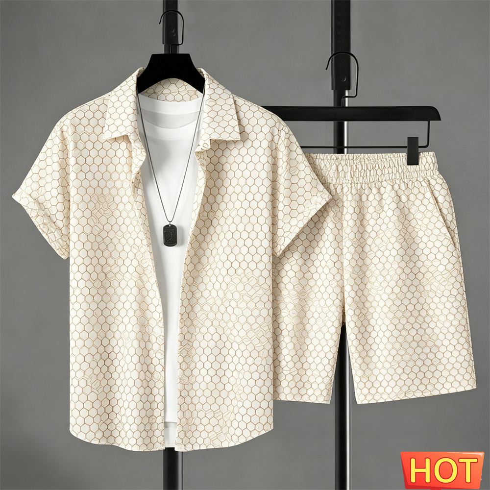 Mens Fashion Ideas - طقم قميص رجالي صيفي متدرج الألوان،
