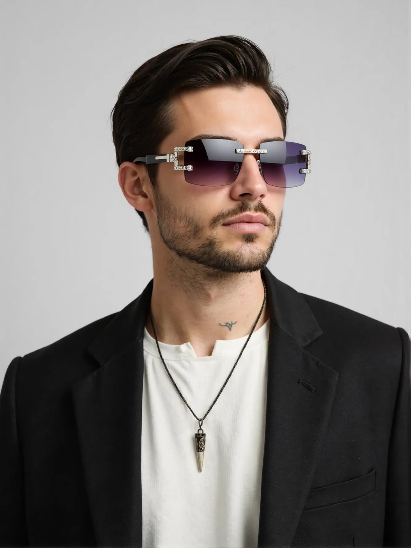 Men'S Fashion Rimless Glasses - نظارات شمسية عصرية كلاسيكية على شكل