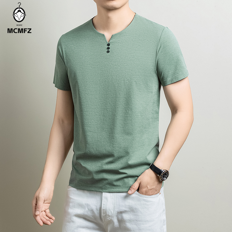 Men'S Fashion 2025 - قميص هينلي رجالي أساسي مريح من