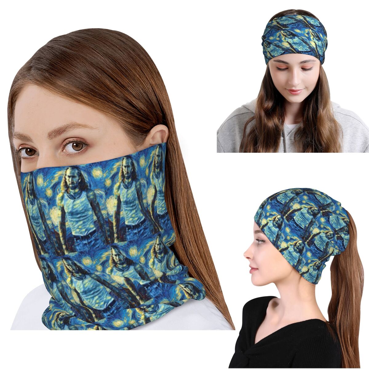 Beanie Winter Hat - وشاح نيكولاس كيج ستيج باندانا لتغطية