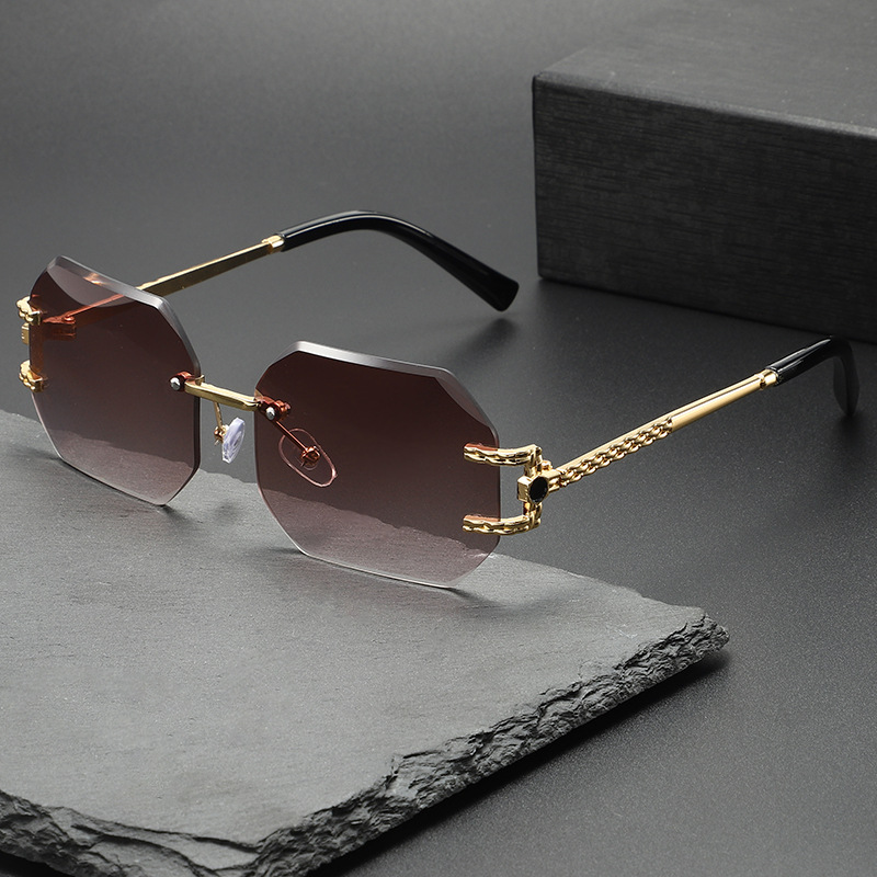 Men'S Fashion Rimless Glasses - نظارات شمسية جديدة صغيرة مستطيلة بدون