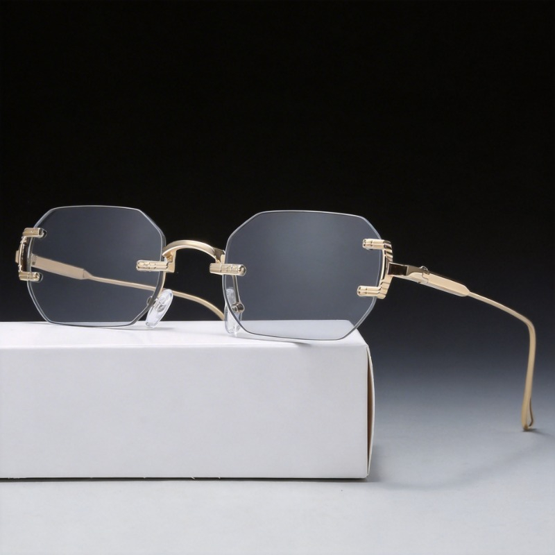 Men'S Fashion Rimless Glasses - نظارات شمسية بدون إطار مستطيلة الشكل