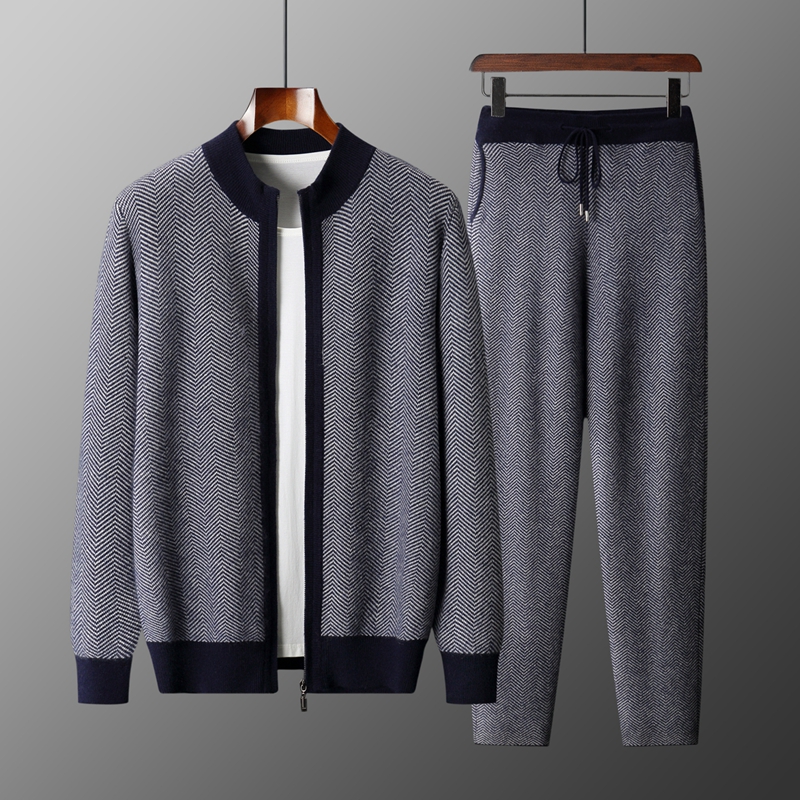 Knitted Cardigan Men - طقم رجالي من صوف الميرينو 100%
