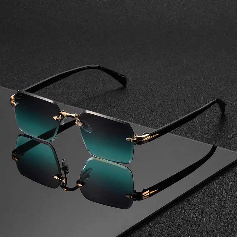 Men'S Fashion Rimless Glasses - نظارات شمسية بدون إطار مستطيلة الشكل