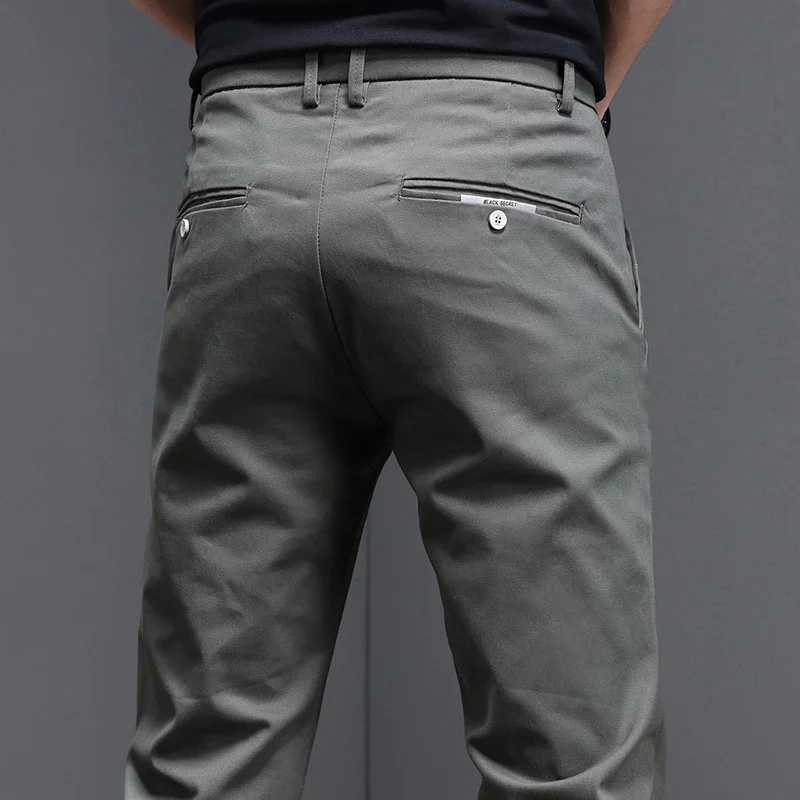 Men'S Fashion Khaki Pants - 97.8% قطن 2025 ربيع الخريف سراويل