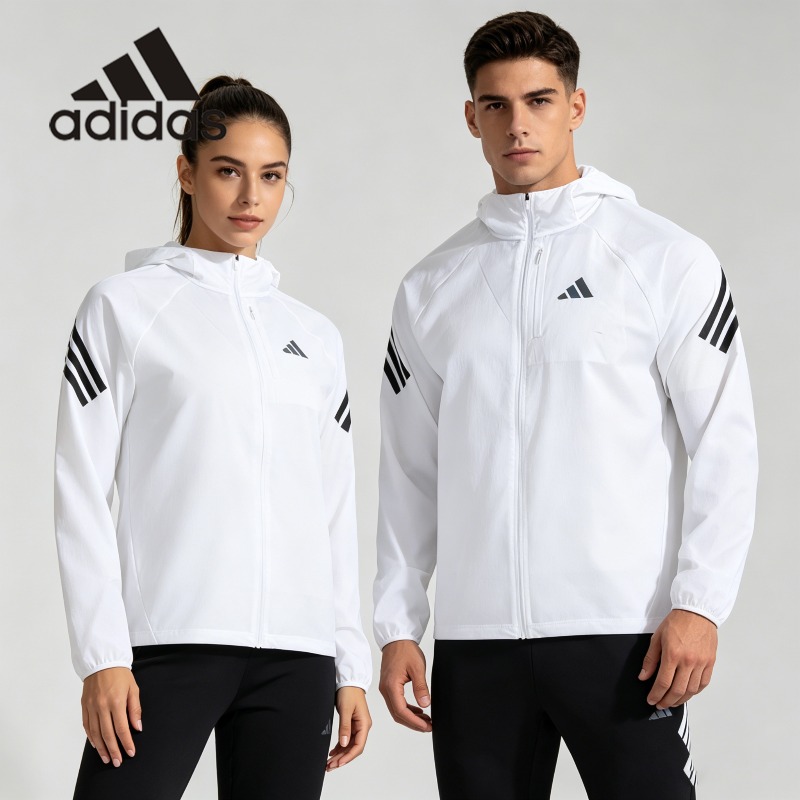 Windbreaker Men Zip - جاكيت أديداس منسوج بقصة قصيرة وقبعة