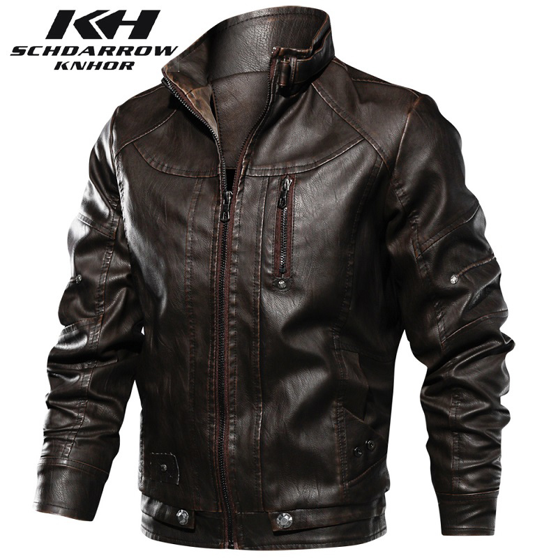 Mens Fashion Bomber Jacket - الرجال سترة جلدية الخريف الشتاء موضة