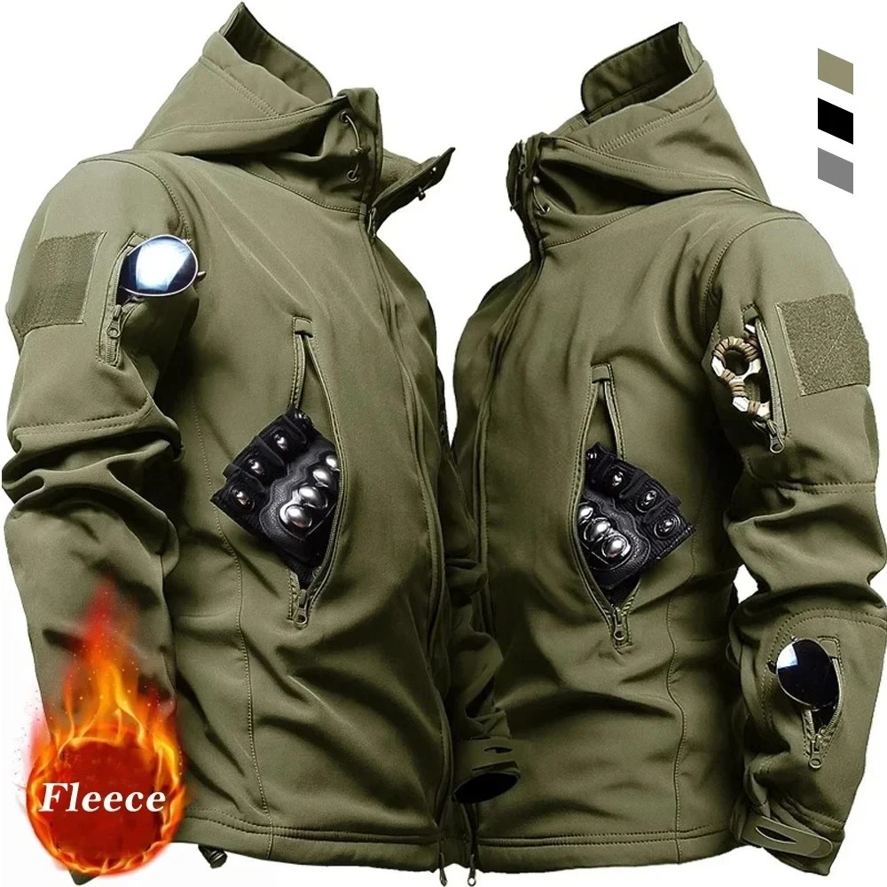 Mens Fashion Bomber Jacket - سترة رجالية كاجوال بغطاء للرأس عسكرية