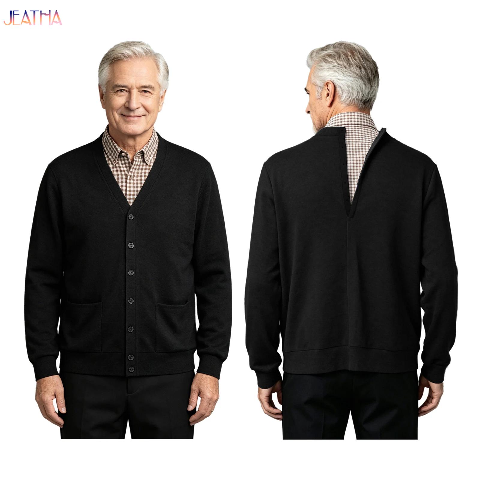 Knitted Cardigan Men - كارديجان تكيفي للرجال وكبار السن وذوي