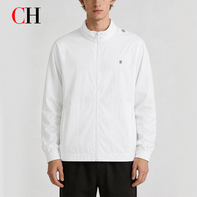 Windbreaker Men Zip - جاكيت رجالي أبيض بسحاب من CH،