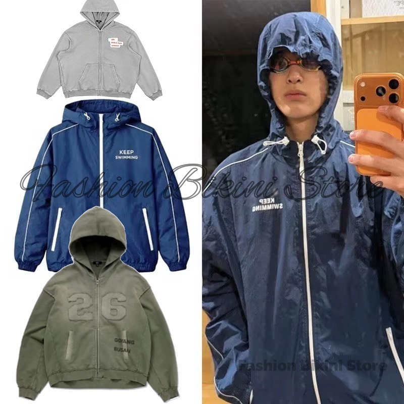 Windbreaker Men Zip - جاكيت ARIRANG رمادي متدرج اللون بغطاء
