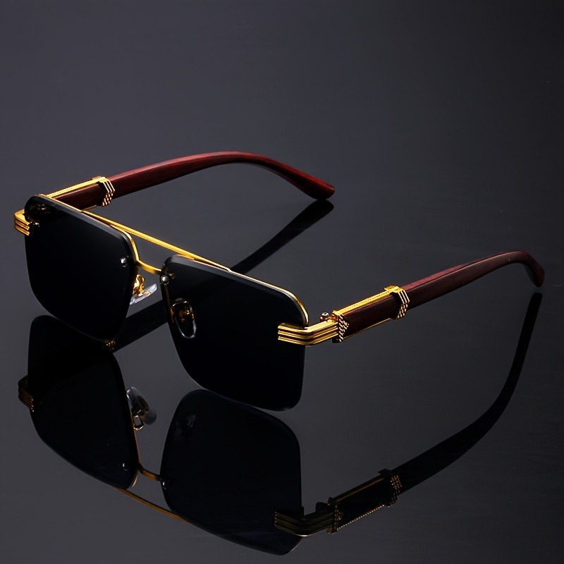 نظارات شمسية مستطيلة عصرية بتص - مراجعة Men'S Fashion Rimless Glasses وسعره