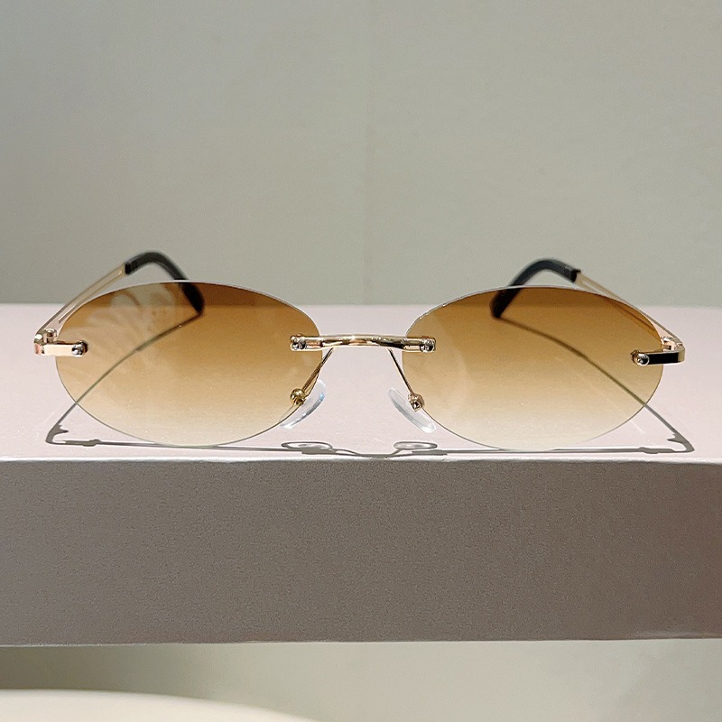 نظارات شمسية بيضاوية بدون إطار - مراجعة Men'S Fashion Rimless Glasses وسعره