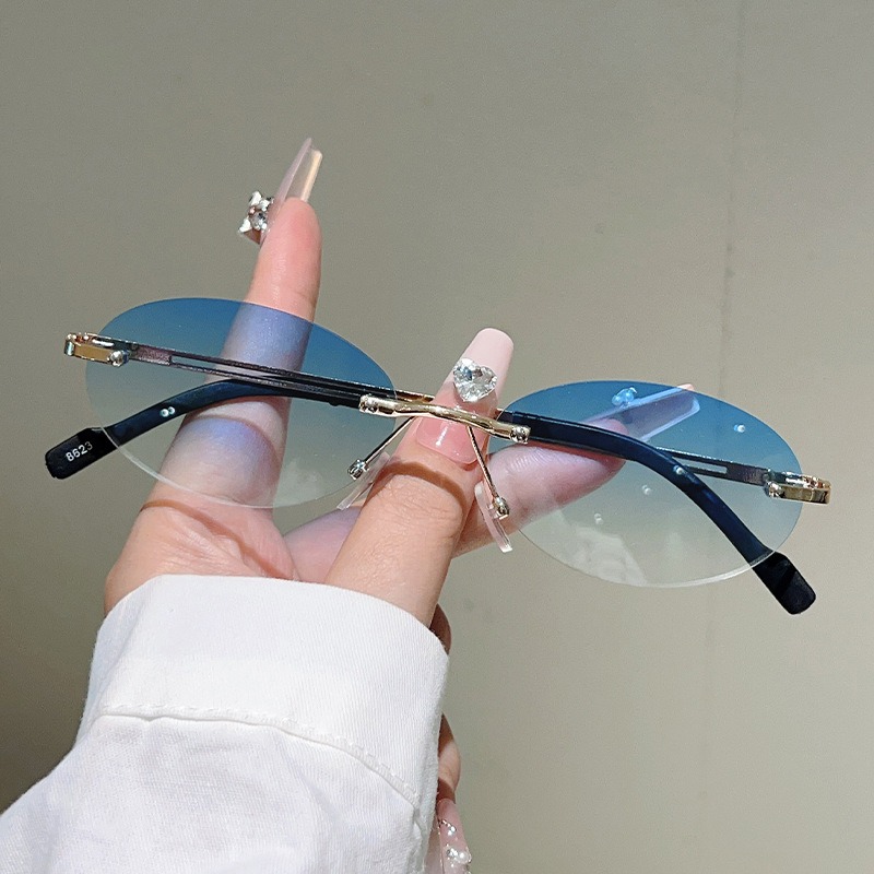 نظارات شمسية بيضاوية بدون إطار - مراجعة Men'S Fashion Rimless Glasses وسعره