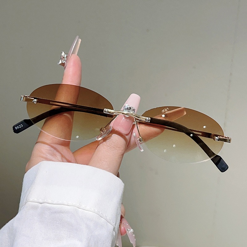 نظارات شمسية بيضاوية بدون إطار - مراجعة Men'S Fashion Rimless Glasses وسعره