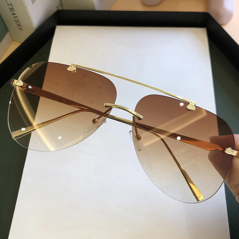 نظارات شمسية طيار عتيقة بدون إ - مراجعة Men'S Fashion Rimless Glasses وسعره