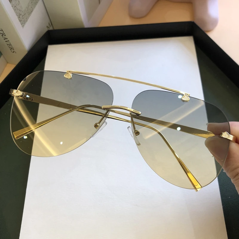 نظارات شمسية طيار عتيقة بدون إ - مراجعة Men'S Fashion Rimless Glasses وسعره