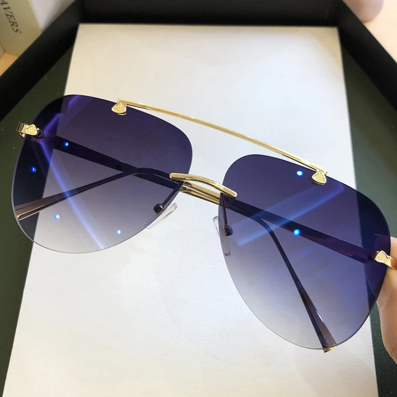 نظارات شمسية طيار عتيقة بدون إ - مراجعة Men'S Fashion Rimless Glasses وسعره