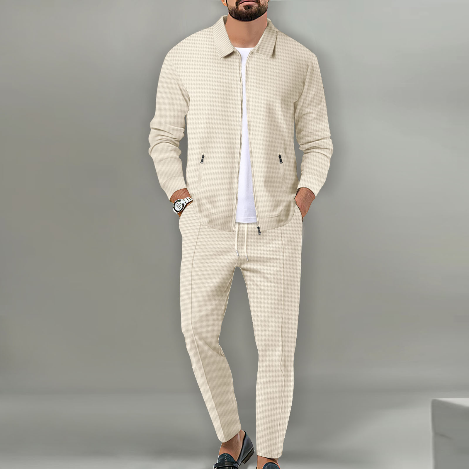 طقم جاكيت رجالي خريفي للشباب،  - مراجعة Knitted Cardigan Men وسعره