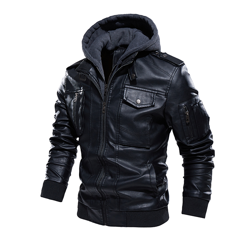 دراجة نارية سترة جلدية الرجال  - مراجعة Mens Fashion Bomber Jacket وسعره