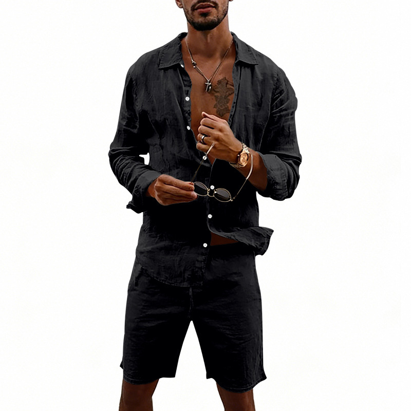 طقم صيفي للرجال من الكتان، قمي - مراجعة Knitted Cardigan Men وسعره