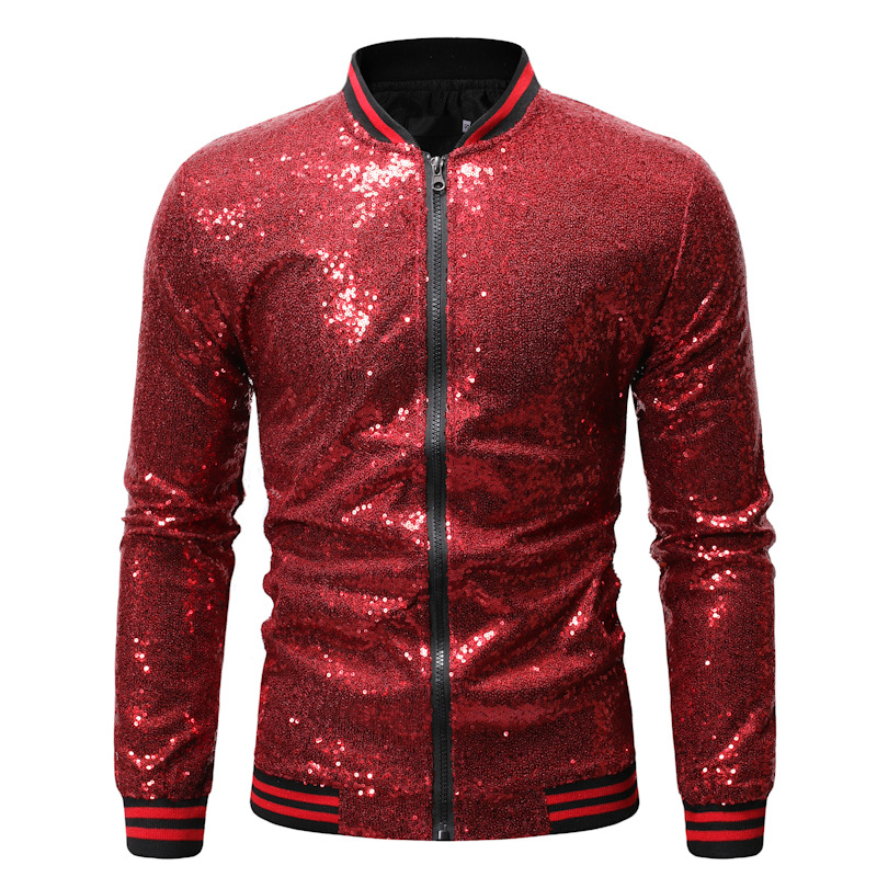 لامعة الترتر البريق قاذفة سترة - مراجعة Mens Fashion Bomber Jacket وسعره