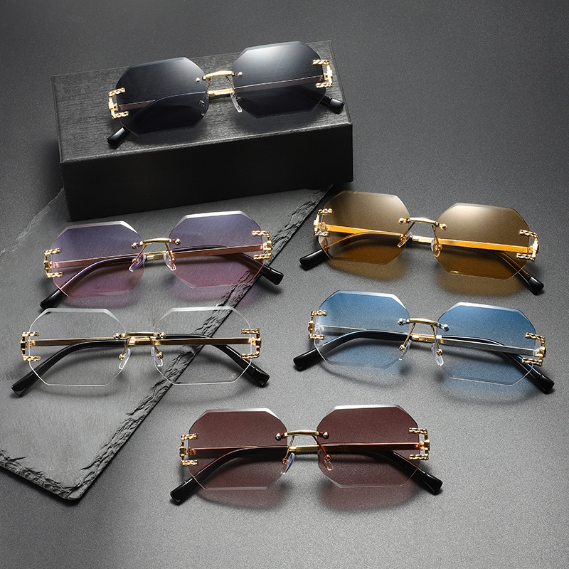 نظارات شمسية جديدة صغيرة مستطي - مراجعة Men'S Fashion Rimless Glasses وسعره