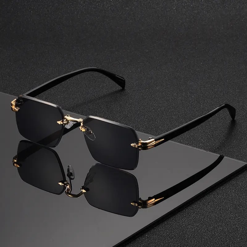 نظارات شمسية بدون إطار مستطيلة - مراجعة Men'S Fashion Rimless Glasses وسعره