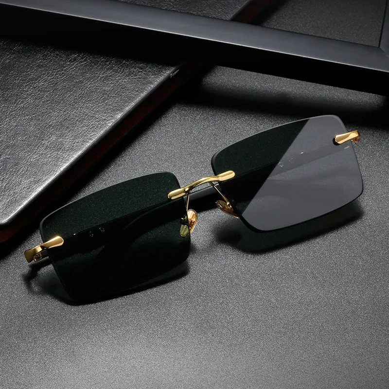 نظارات شمسية مستطيلة أنيقة للر - مراجعة Men'S Fashion Rimless Glasses وسعره