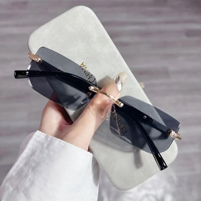 نظارات شمسية مستطيلة أنيقة للر - مراجعة Men'S Fashion Rimless Glasses وسعره