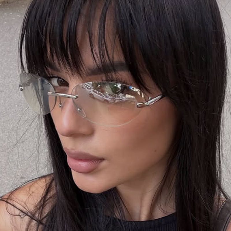 نظارات شمسية بيضاوية بدون إطار - مراجعة Men'S Fashion Rimless Glasses وسعره