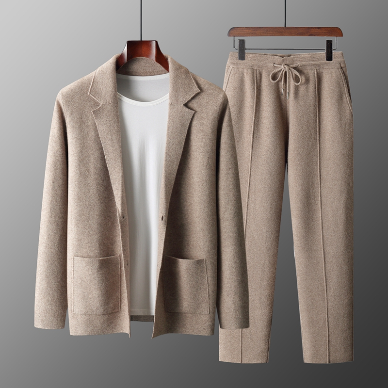 طقم رجالي من قطعتين من صوف الم - مراجعة Knitted Cardigan Men وسعره