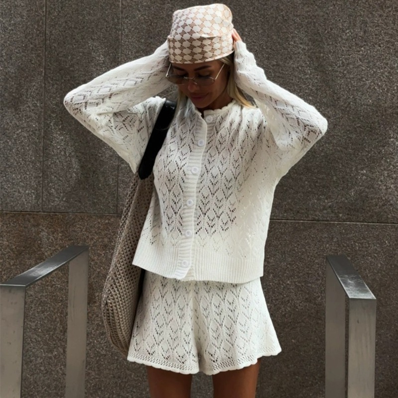 طقم نسائي من قطعتين من تيولارو - مراجعة Knitted Cardigan Men وسعره